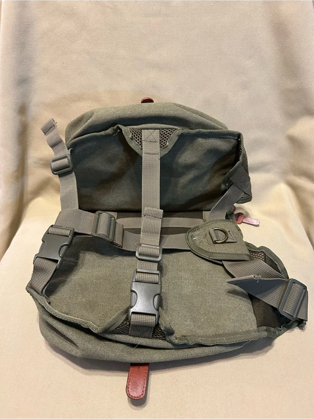 Wolf Republic 2025 Fox Dog Saddleback Harness green Canvas & Leather Straps.